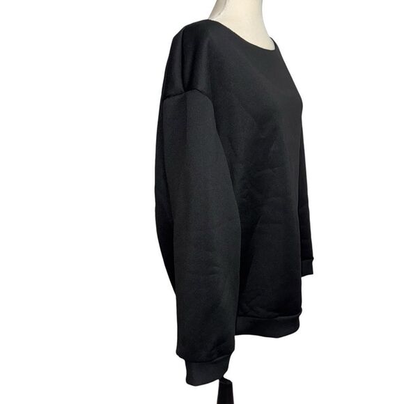 NWOT SHEIN Solid Black long sleeve off the shoulder crewneck sweater size 3X - Picture 5 of 10